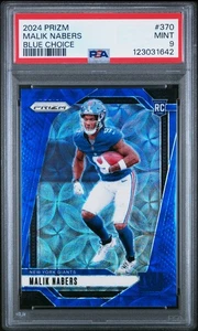 2024 Prizm Malik Nabers #370 RC Blue Choice /14 PSA 9 - Picture 1 of 2