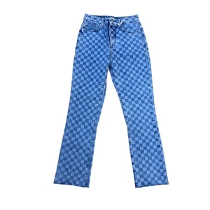 LOVERS + FRIENDS Reece High Rise Rigid Slim Straight Jean Women's 25 Checkered - Picture 1 of 9