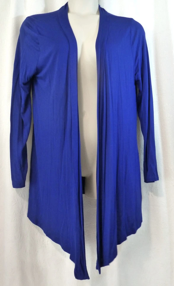 Cárdigan Zenana Outfitters Azul Real Jersey Tejido Abierto Manga Larga Alta-Baja 2X Foto 1 de 1