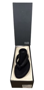 NEW Eileen Fisher Black Leather Flip Flops Sandals Women's Size 39 US 8.5 - NIB - Bild 1 von 2