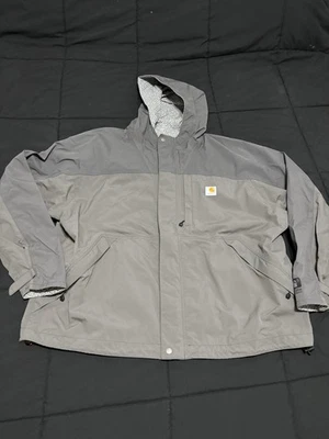 Jaqueta Carhartt Storm Defender masculina tamanho XXL cinza com capuz casaco impermeável - Imagem 1 de 4
