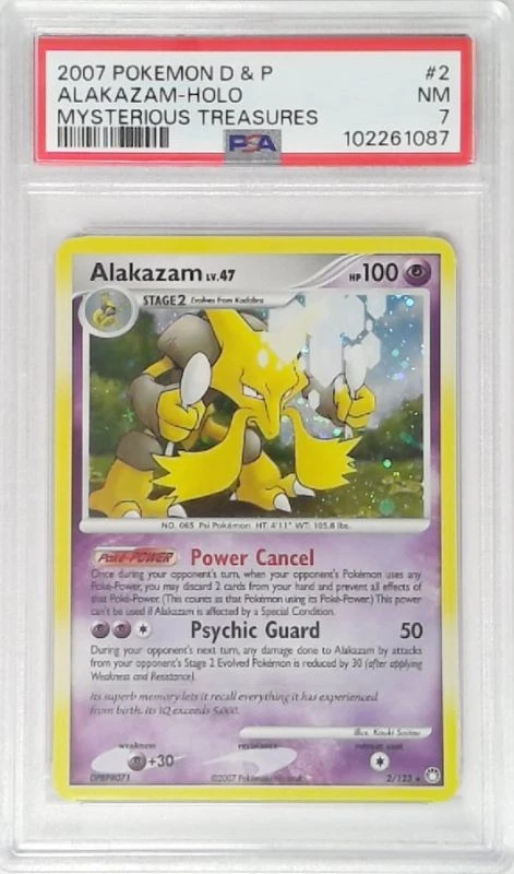 1x  V1802: 2007: Alakazam: 2/123: Mysterious Treasures: D & P: PSA: 7: NM: 10226 - Image 1 of 1