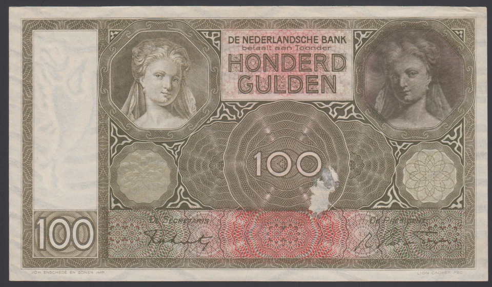 Netherlands 100 Gulden 1942  XF  P. 51,   Banknote, Circulated - Image 1 of 2