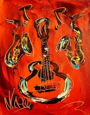 GUITAR   POP ART  PAINTING Impasto  Abstract   CANVAS ORIGINAL FO7T - Image 1 of 4