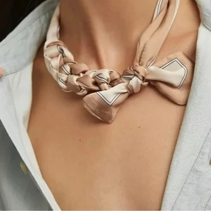Anthropologie Braided Neck Tie in Taupe NWT Satin Hair Tie Purse Tie Headband - Picture 1 of 7