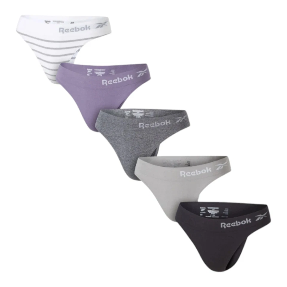 Reebok Women's Seamless Thong, 5-Pack Size Large Pink Gray Mauve Purple - Image 1 of 4