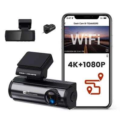 Dashcam 4K FHD GPS Auto WiFi Modalità Parcheggio Visione Notturna Sensore G 1080P DVR Recorder