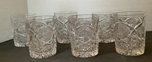 SET of 6 American Brilliant Cut Glass Tumblers Drinking Glasses Signed Clark - Picture 1 of 11