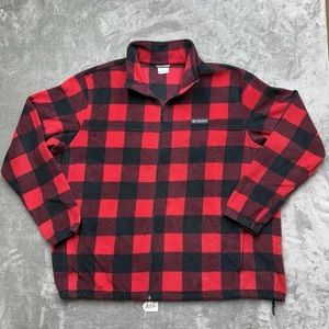 Columbia Jacke Herren 4XT rot Fleece Buffalo kariert durchgehender Reißverschluss Pullover Holzfäller - Bild 1 von 11