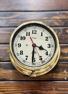Vintage Vega Ship Wall Clock Key-Winding Antique Maritime Timepiece from Poland - Picture 1 of 10