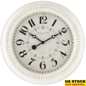 Innen Antik Weiß Wanduhr Traditionelles Design Quarz Wohndeko 15,5 Zoll - Bild 1 von 5
