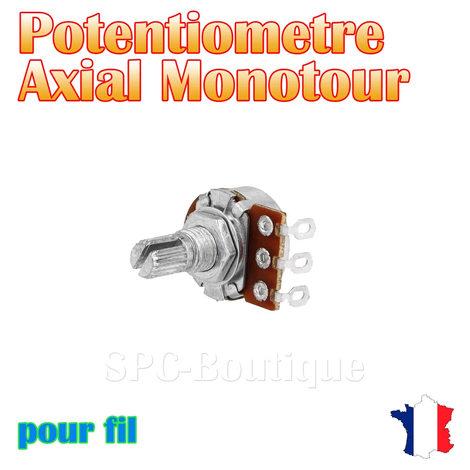 1x Potentiomètre mono logarithmique Axial 10KΩ (A10K), pour fil a soudé - Bild 1 von 1