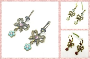 Ohrringe schöne Michal Negrin Kristalle Blumen Schleife Made in Israel - Bild 1 von 15