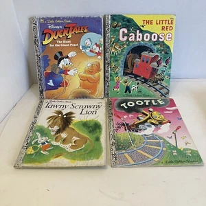 4 VTG My Little Golden Books 1980s Red Caboose Tootle Tawney Scrawny Lion Duck - Picture 1 of 19