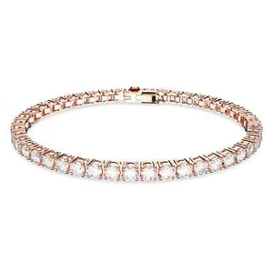Swarovski Matrix Tennis Bracelet, Size M Round Cut White, Rose Gold-Tone 5657659 - Picture 1 of 4