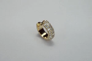 14K Petite Pave Diamond Hoops, Fully Eternity Diamond Dome Huggies - Picture 1 of 10