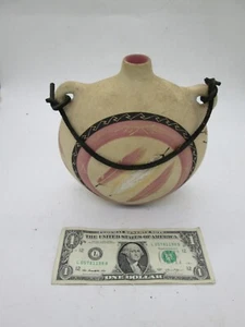 Vaso vintage 7" nativi americani / Messico - Southwestern rase piuma - Foto 1 di 2