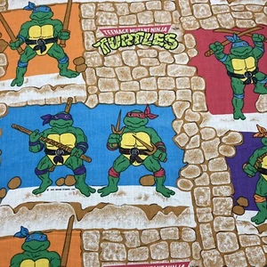 Vintage 1990 Teenage Mutant Ninja Turtles TMNT Flat Twin Sheet Mirage USA - Picture 1 of 8
