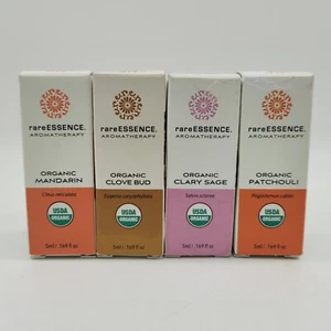 Rare Essence Aromatherapy Organic Essential Oil Variety Set of 4 See Discription - Picture 1 of 1