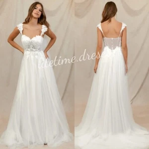 New Arrival Wedding Dresses Summer 2025 Lace-up Beach Boho Tulle Bridal Gowns - Picture 1 of 16