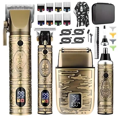 Hair Clipper men Trimmer Cordless Haircut metal body Grooming Kit T-blade gifts