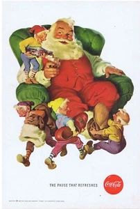 1960 Coca Cola Santa & Elves Print Ad - Picture 1 of 1