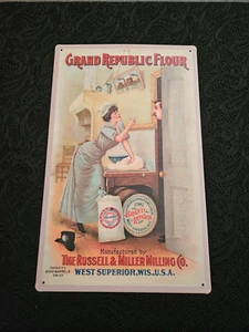 Retro Grand Republic Flour Tin / Metal Sign (16" x 10") - Picture 1 of 4