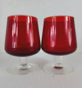 ROYAL RUBY Brandy Snifters set of 2 Anchor Hocking Vintage - Picture 1 of 3