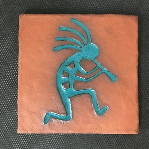 Kokopelli Tile or Trivet Ceramic Handmade 3d Sondra Alexander Art USA - Picture 1 of 7