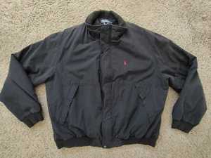Polo Ralph Lauren Bomber Jacket Men's XXL Black Full Zip Fleece Lined Vintage - Picture 1 of 10