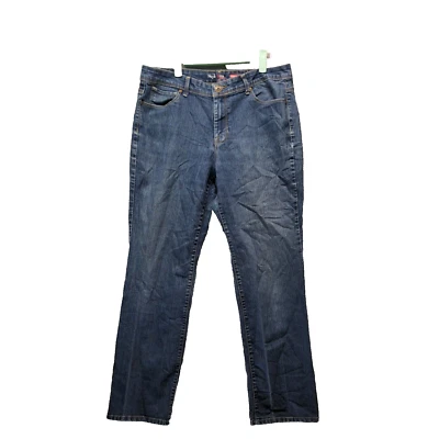 Pantalones de mezclilla Style & Co W34 L31 para mujer tiro medio pierna recta azul liso lavado medio  Foto 1 de 4