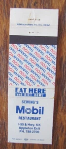 CUBIERTA DE MATCHBOOK DE GASOLINERA WIN MOBIL: APPLETON, WISCONSIN MATCHCOVER -D15 - Imagen 1 de 1