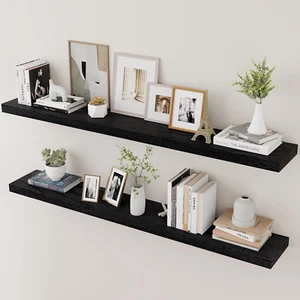 Wood Floating Shelves for Wall Set of 2, 48 Inch Wide Rustic Wooden Floating She - Picture 1 of 7