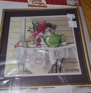 Bucilla Plaid Sandy Clough Cottage Tea Counted Cross Stitch Kit Evenweave Fabric - Picture 1 of 4