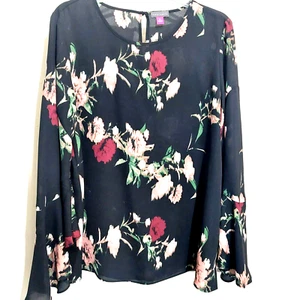Vince Camuto Womens Med Blouse Long Flowy Long Bell Sleeves Floral Lightweight - Picture 1 of 8