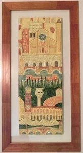 BRUNO BOVI QUADRO FORMELLE CERAMICA VERONA CHIESE MONUMENTI SU BASE VETRO - Foto 1 di 13
