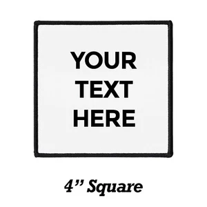 Iron On Patch With Your Text Custom Personalized Custom 4" Square Patch - Picture 1 of 7