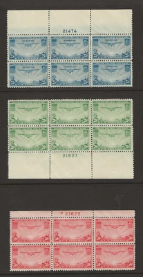 US Scott #C20-#C22 mint never hinged 1935 PL# Blocks of 6, Trans Pacific Issues - Image 1 of 2