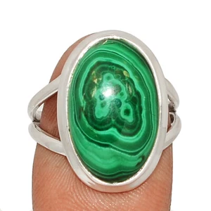 Natural Malachite - Congo 925 Sterling Silver Ring Jewelry s.7 CR62327 - Picture 1 of 1