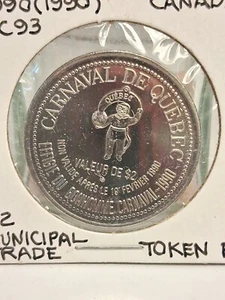 1990 Ciudad de Quebec Canadá $1 token comercial dólar recuerdo Prooflike Carnaval De - Imagen 1 de 4