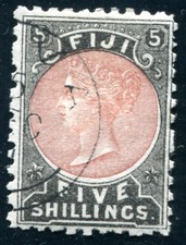 FIJI 1881 22 gestempelt FÜNF SHILLING HÖCHSTWERT (C4891