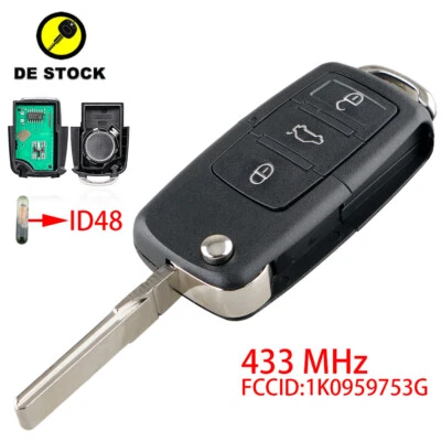 AUTO FUNK SCHLÜSSEL 434Mhz 1K0959753G FÜR VW GOLF TOURAN CADDY JETTA SEAT SKODA