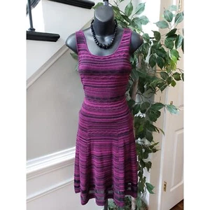 Jessica Simpson Sweater Dress Women's Size XS Purple Textured Stripes Round Neck - Picture 1 of 11