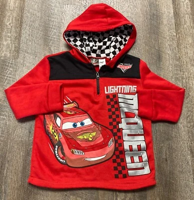 Y2k Disney Cars Lightning McQueen Boys Quarter Zip Hoodie with Pockets Size 7/8 - Image 1 of 4