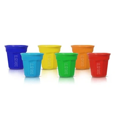 Bialetti Octagonal Multicolour Cups 6 Set Coloured Coffee Espresso Bicchierini - image 1 of 4