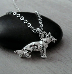 Silver German Shepherd Necklace - German Shepard Dog Charm -German Shepherd Gift - Picture 1 of 3