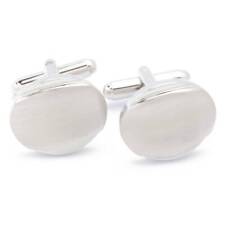 Cufflinks - Silver Solid Oval with Effect Top Bottom