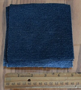15 - 5" charm Squares Fabric rotary cut cotton dark blue denim UPCYCLED JEANS - Picture 1 of 2