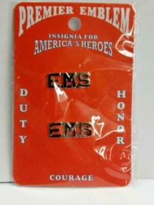 EMS Collar Pins Emergency Medical Services Silver Cut Out Letters P2467 New 3/8 - Picture 1 of 2