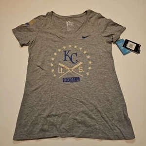 NWT Kansas City Royals MLB Gray Nike V-Neck T-Shirt Women's Medium New With Tags - Picture 1 of 6